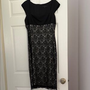 David Meister Elegant Black Lace Midi Dress
